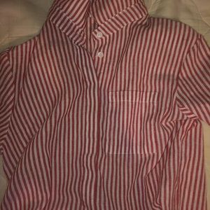 Red stripe collar shirt shirt sleeve